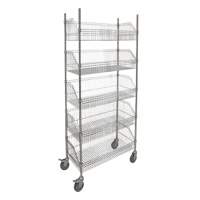 Wire Basket Shelving Cart, 5 Tiers, 36" W x 80" H x 18" D RN612 | Fastek