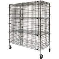 Security Cart, Chrome Plated, 60" x 69" x 24", 500 lbs. Capacity Fastek