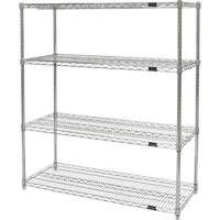 Heavy-Duty Chromate Wire Shelving, 4 Tiers, 30" W x 54" H x 14" D Fastek