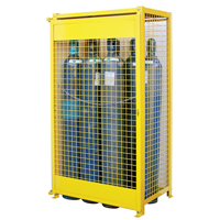 Gas Cylinder Cabinets, 10 Cylinder Capacity, 44" W x 30" D x 74" H, Yellow SAF837 | Fastek