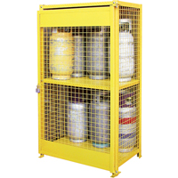 Gas Cylinder Cabinets, 12 Cylinder Capacity, 44" W x 30" D x 74" H, Yellow SAF847 | Fastek