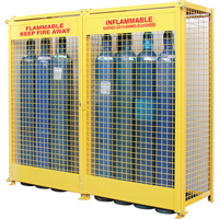 Gas Cylinder Cabinets, 20 Cylinder Capacity, 88" W x 30" D x 74" H, Yellow SAF848 | Fastek