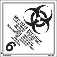 TDG Shipping Labels, Class 6.2, Infectious Substances, Paper Fastek