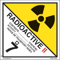 Étiquettes d'expédition pour matières radioactives de catégorie 2, 4" lo x 4" la, Noir sur blanc SAG878 | Fastek
