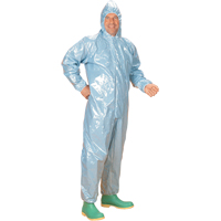 0.5 Mil CRFR Hooded Coveralls, Medium, Blue, FR Treated Fabric Fastek