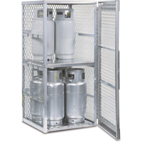 Aluminum LPG Cylinder Locker Storage, 8 Cylinder Capacity, 30" W x 32" D x 65" H, Silver SAI574 | Fastek