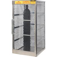 Aluminum LPG Cylinder Locker Storage, 10 Cylinder Capacity, 30" W x 32" D x 65" H, Silver SAI576 | Fastek