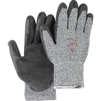 Salt & Pepper Knit Gloves With Black Palm Coating, Size Small/7, Polyurethane Coated, HPPE Shell, ANSI/ISEA 105 Level 2 Fastek