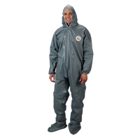 2.0 Mil CRFR Hooded Coveralls, Small, Grey, FR Treated Fabric Fastek