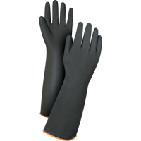 Heavyweight Chemical-Handling Gloves, Size Large/9, 18" L, Rubber Latex, 30-mil Fastek