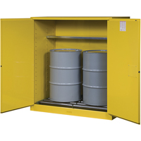 Sure-Grip&reg; EX Vertical Drum Storage Cabinets, 110 US gal. Cap., 2 Drums, Yellow Fastek