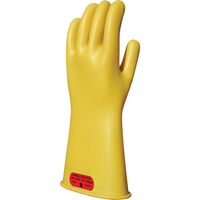 Yellow Natural Rubber Insulating Gloves, ASTM Class 0, Size 8, 14" L Fastek