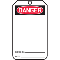 Safety Tags, Plastic, 3-3/8" W x 5-7/8" H, English Fastek