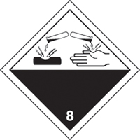 TDG Shipping Labels, Class 8, Corrosives, Paper Fastek