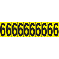 Individual Adhesive Number Markers, 6, 1-15/16" H, Black on Yellow Fastek