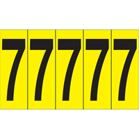 Individual Adhesive Number Markers, 7, 3-7/8" H, Black on Yellow Fastek