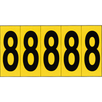 Individual Adhesive Number Markers, 8, 3-7/8" H, Black on Yellow Fastek