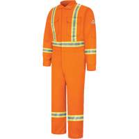 Flame-Resistant Coveralls with Reflective Trim, Size 38, Orange, 12.2 cal/cm² Fastek