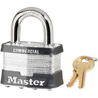 Laminated Padlock, Silver, Keyed Alike, Laminated Steel, 2" Width Fastek