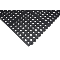 Tapis modulaire antifatigue, Nid d'abeilles, 3' x 3' x 1/2", Noir, Caoutchouc naturel Fastek