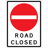 "Road Closed" Roll-Up Traffic Sign, 36" x 48", Vinyl, English with Pictogram Fastek