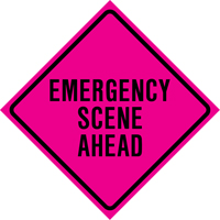"Emergency Scene Ahead" Roll-Up Traffic Sign, 36" x 36", Vinyl, English Fastek