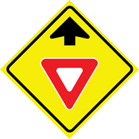 "Yield Ahead" Roll-Up Traffic Sign, 36" x 36", Vinyl, Pictogram Fastek
