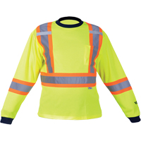 Chemise de s&eacute;curit&eacute; &agrave; manches longues, Polyester, Moyen, Jaune lime haute visibilit&eacute; Fastek