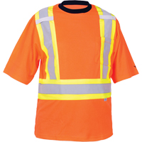 T-shirt de s&eacute;curit&eacute;, Polyester, Moyen, Orange haute visibilit&eacute; Fastek