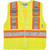Traffic Safety Vest, High Visibility Lime-Yellow, Medium/Small, Polyester Fastek