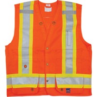 Surveyor Safety Vest, High Visibility Orange, Small, Polyester Fastek