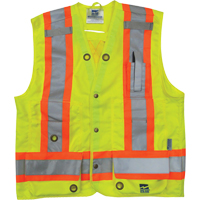 Surveyor Safety Vest, High Visibility Lime-Yellow, Small, Polyester Fastek