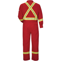 Flame-Resistant Deluxe Coveralls with Reflective Trim, Size 38, Red, 5.6 cal/cm² Fastek