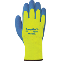 PowerFlex&reg; T° Hi Viz 80-400 Gloves, 7/Small, Rubber Latex Coating, 7 Gauge, Terry Shell Fastek