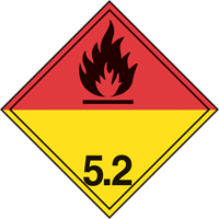 Organic Peroxide TDG Shipping Labels, 4" L x 4" W, Black on Red & Yellow SED444 | Fastek