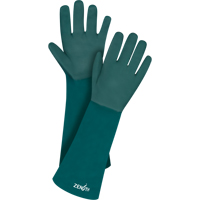 Double Dipped Green Gloves, 18" L, PVC, Cotton Jersey Inner Lining, 70-mil Fastek