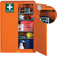 Emergency Preparedness Storage Cabinets, Steel, 4 Shelves, 65" H x 43" W x 18" D, Orange SEG861 | Fastek