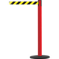 Advance TensaBarrier&reg; Barrier Post, Steel, 36" H, Black/Yellow Tape, 7.5' Tape Length Fastek