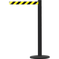 Advance TensaBarrier&reg; Barrier Post, Steel, 36" H, Black/Yellow Tape, 7.5' Tape Length Fastek