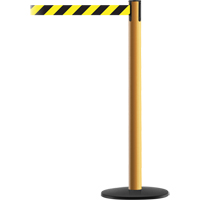 Advance TensaBarrier&reg; Barrier Post, Steel, 36" H, Black/Yellow Tape, 7.5' Tape Length Fastek