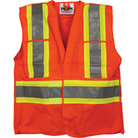 Traffic Safety Vest, High Visibility Orange, Medium/Small, Polyester Fastek