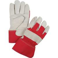 Gants d'ajusteur rouge & blanc doubl&eacute;s pour l'hiver, Grand, Paume en Cuir fleur de vache, Doublure en Boa Fastek