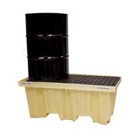 Palettes Poly-Spillpallet emboîtables sans drain pour 2 barils, Capacit&eacute; de d&eacute;versement 66 gal. US, 51" x 26" x 21" Fastek