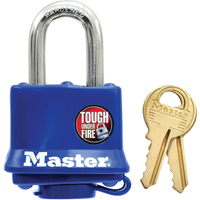 Cadenas r&eacute;sistant aux intemp&eacute;ries, Bleu, Cl&eacute;s diff&eacute;rentes, Acier lamin&eacute;, Largeur de 1-9/16" Fastek