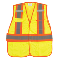 Flame-Resistant Surveyor Vest, High Visibility Lime-Yellow, Medium, Polyester Fastek