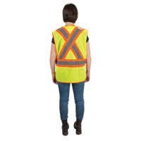 CSA Compliant High Visibility Surveyor Vest, High Visibility Lime-Yellow, Medium, Polyester Fastek