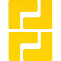 Floor Corner Marks, L, 5" L x 2" W, Yellow, Polyester Fastek