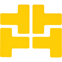 Floor Corner Marks, T, 5" L x 2" W, Yellow, Polyester Fastek