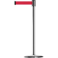 Slimline TensaBarrier&reg; Barrier Post, Steel, 38" H, Red Tape, 7.5' Tape Length Fastek