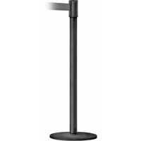 Slimline TensaBarrier&reg; Barrier Post, Steel, 38" H, Black Tape, 7.5' Tape Length Fastek